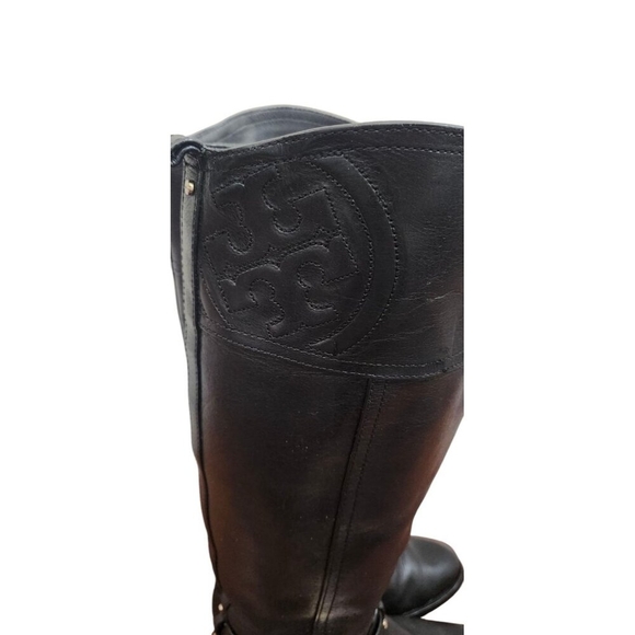 TORY BURCH Marlene Round-Toe Knee-High Black Leather Riding Boots Size 7.5 M - Picture 9 of 16